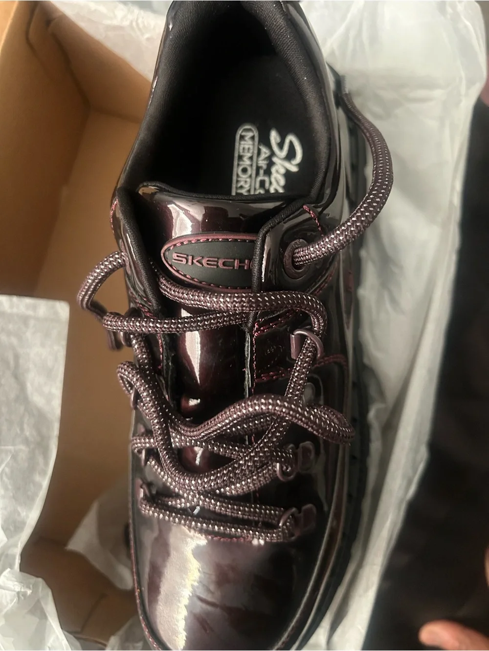 Skechers Burgundy Platform Patent